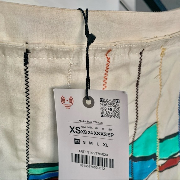 ZARA ZW Collection Printed Pleated Skirt Colorful Abstract Painting Midi - Picture 10 of 15